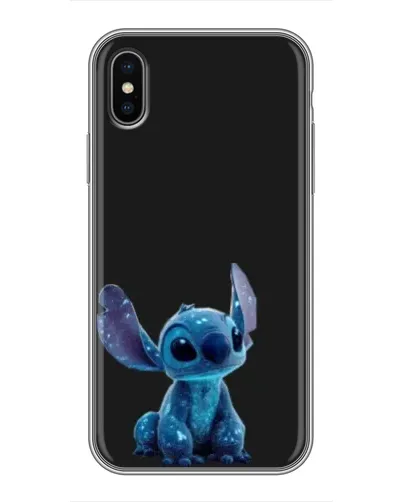 Чехол для iPhone Xs с картинкой «Стич на черном»