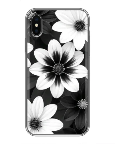 Чехол для iPhone Xs с картинкой «Монохромные астры»