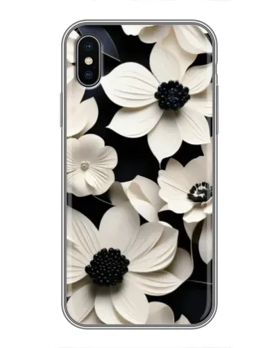 Чехол для iPhone Xs с картинкой «Объемные белые цветы»