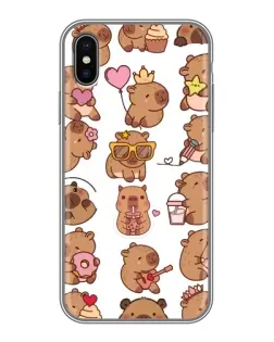 Чохол для iPhone Xs з картинкою «Стікерпак з капібарами»