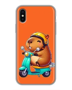 Чохол для iPhone Xs з картинкою «Капібара на скутері»