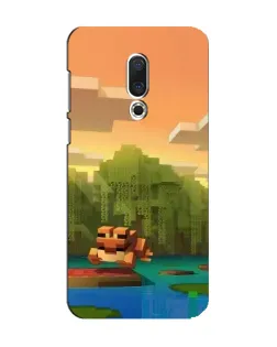 Чехол для Meizu 15 с картинкой «Майнкрафт закат солнца»