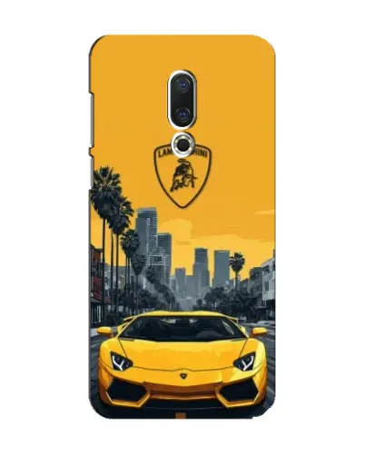 Чехол для Meizu 15 с картинкой «Желтый Lamborghini город»