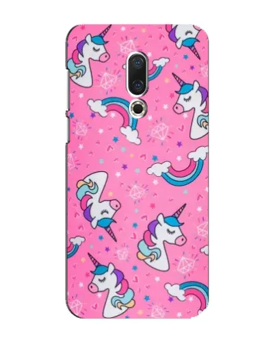 Чехол для Meizu 16 Plus с картинкой «Unicorn паттерн розовый»