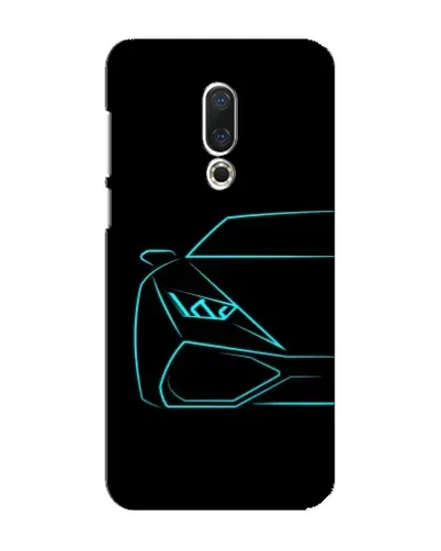 Чехол для Meizu 16 Plus с картинкой «Голубой силуэт Lamborghini»