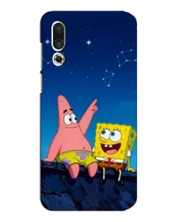 Чехол для Meizu 16s с картинкой «Губка Боб и Патрик ночью»