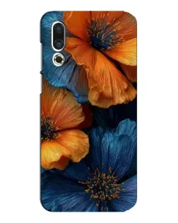 Чехол для Meizu 16s с картинкой «Яркая сине-оранжевая флора»