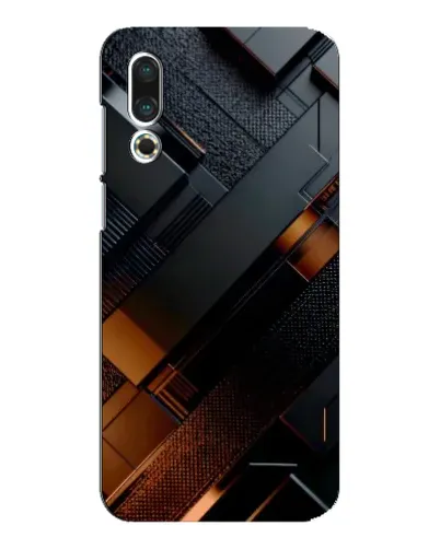Чехол для Meizu 16s с картинкой «Черные геометрические блоки»