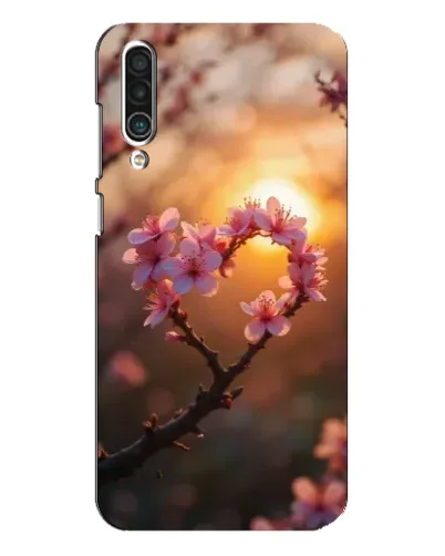 Чехол для Meizu 16xs с картинкой «Розовый цвет сердце на фоне заката»