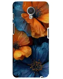 Чехол для Meizu M6s с картинкой «Яркая сине-оранжевая флора»