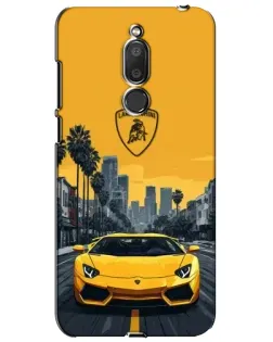 Чехол для Meizu M6T (Meilan 6T) с картинкой «Желтый Lamborghini город»