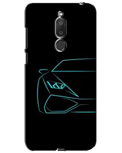 Чехол для Meizu M6T (Meilan 6T) с картинкой «Голубой силуэт Lamborghini»