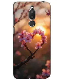 Чехол для Meizu M6T (Meilan 6T) с картинкой «Розовый цвет сердце на фоне заката»