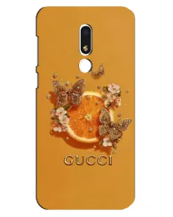 Чехол для Meizu M8 Lite с картинкой «Gucci — золотые бабочки»