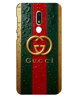 Чехол для Meizu M8 Lite с картинкой «Gucci — фирменная полоса и золото»