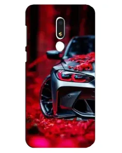 Чохол для Meizu M8 Lite з картинкою «Спортивна BMW та квіти»