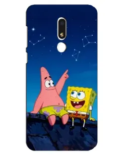 Чехол для Meizu M8 Lite с картинкой «Губка Боб и Патрик ночью»