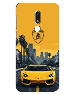Чохол для Meizu M8 Lite з картинкою «Жовтий Lamborghini місто»
