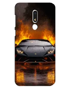 Чохол для Meizu M8 Lite з картинкою «Lamborghini у вогні»