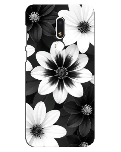Чехол для Meizu M8 Lite с картинкой «Монохромные астры»
