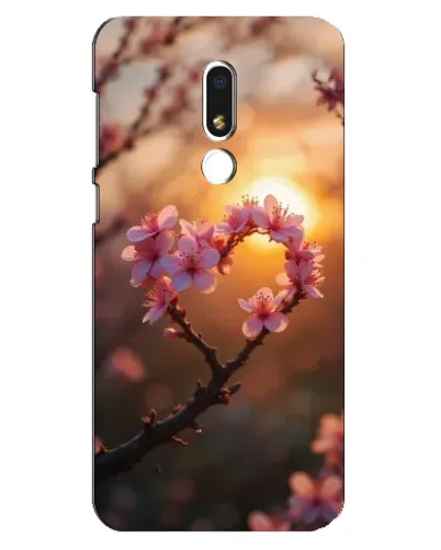 Чехол для Meizu M8 Lite с картинкой «Розовый цвет сердце на фоне заката»