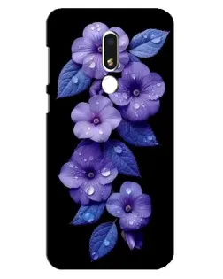 Чехол для Meizu M8 Lite с картинкой «Фиолетовые цветы с росою»