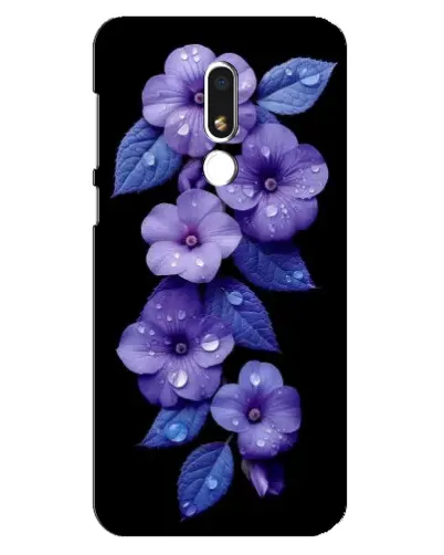 Чехол для Meizu M8 Lite с картинкой «Фиолетовые цветы с росою»