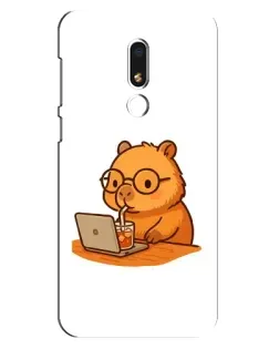 Чохол для Meizu M8 Lite з картинкою «Капібара з ноутбуком»