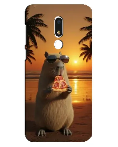 Чехол для Meizu M8 Lite с картинкой «Капибара с пиццей»