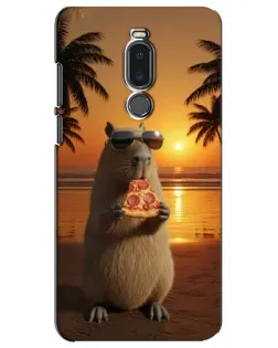 Чехол для Meizu Note 8 с картинкой «Капибара с пиццей»