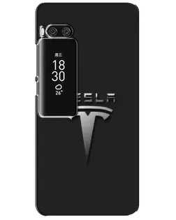 Чохол для Meizu Pro 7 Plus з картинкою «Сталевий логотип Tesla»