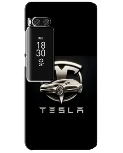 Чохол для Meizu Pro 7 Plus з картинкою «Tesla — срібне авто»