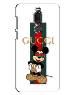 Чехол для Meizu X8 с картинкой «Микки Маус Gucci — полосы»
