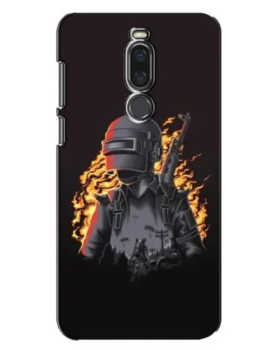 Чехол для Meizu X8 с картинкой «PUBG — огненный силуэт»