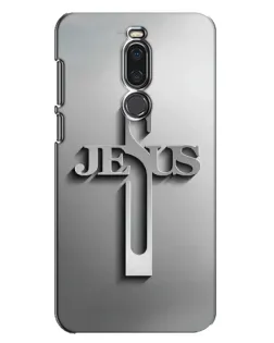 Чехол для Meizu X8 с картинкой «Металлический крест Jesus»