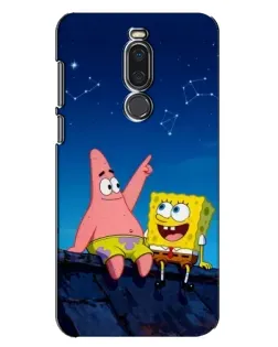 Чехол для Meizu X8 с картинкой «Губка Боб и Патрик ночью»