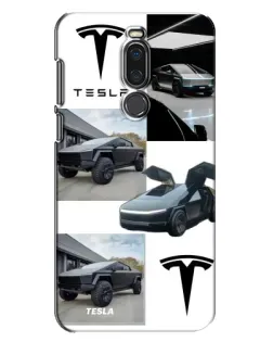 Чехол для Meizu X8 с картинкой «Коллаж Cybertruck Tesla»