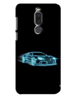 Чехол для Meizu X8 с картинкой «Неоновый контур Lamborghini»