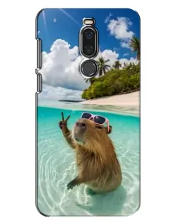 Чехол для Meizu X8 с картинкой «Капибара на море»