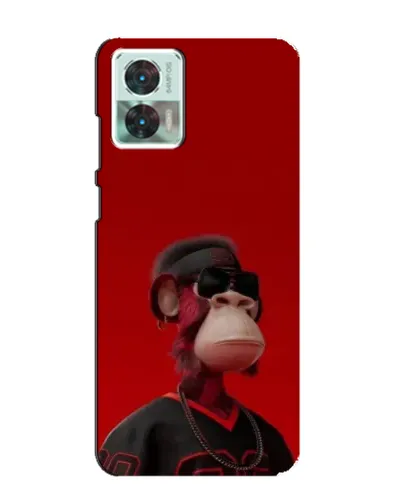 Чехол для Motorola Edge 30 Neo с картинкой «Bored Ape в красном»