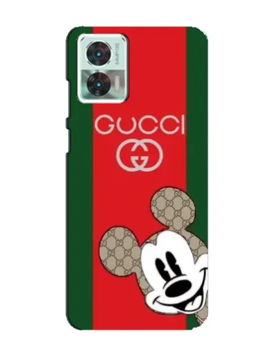 Чехол для Motorola Edge 30 Neo с картинкой «Gucci — полосы и Микки»