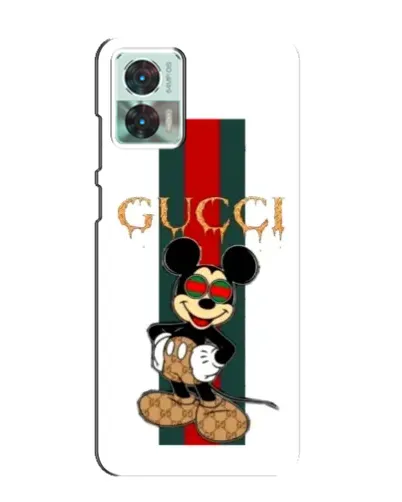 Чехол для Motorola Edge 30 Neo с картинкой «Микки Маус Gucci — полосы»