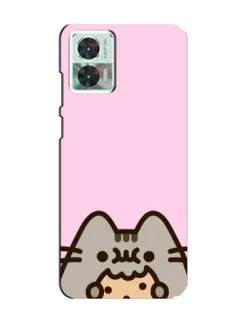 Чехол для Motorola Edge 30 Neo с картинкой «Pusheen и печенье»