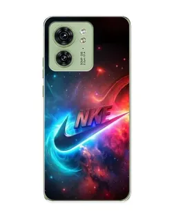 Чехол для Motorola Edge 40 с картинкой «Огненный логотип Nike»