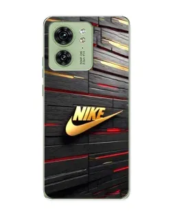 Чехол для Motorola Edge 40 с картинкой «Золотой Nike на металле»