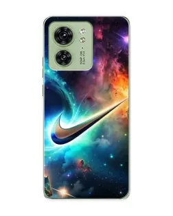 Чехол для Motorola Edge 40 с картинкой «Космический Nike Swoosh»
