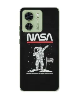 Чехол для Motorola Edge 40 с картинкой «NASA — шагаем по Луне»
