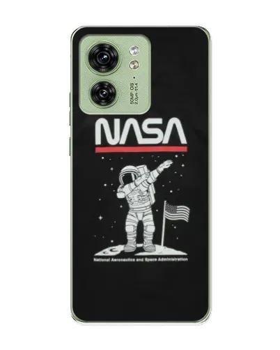Чехол для Motorola Edge 40 с картинкой «NASA — шагаем по Луне»