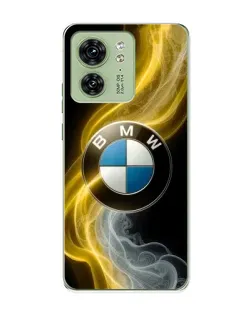 Чехол для Motorola Edge 40 с картинкой «Золотистый дым BMW»