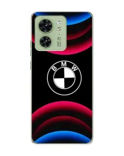 Чехол для Motorola Edge 40 с картинкой «Логотип BMW и неоновые дуги»